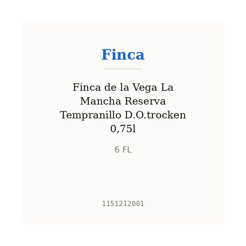 Finca de la Vega La Mancha Reserva Tempranillo D.O.trocken 0,75l