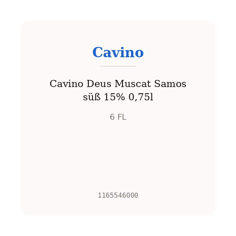 Cavino Deus Muscat Samos süß 15% 0,75l