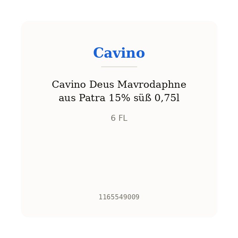 Cavino Deus Mavrodaphne aus Patra 15% süß 0,75l