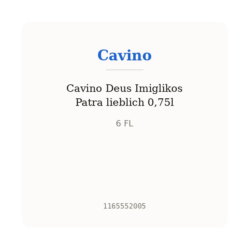Cavino Deus Imiglikos Patra lieblich 0,75l