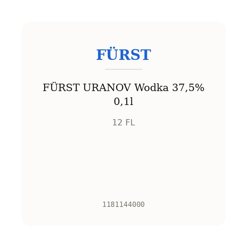 FÜRST URANOV Wodka 37,5% 0,1l