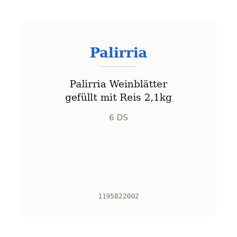 Palirria Weinblätter gefüllt mit Reis 2,1kg