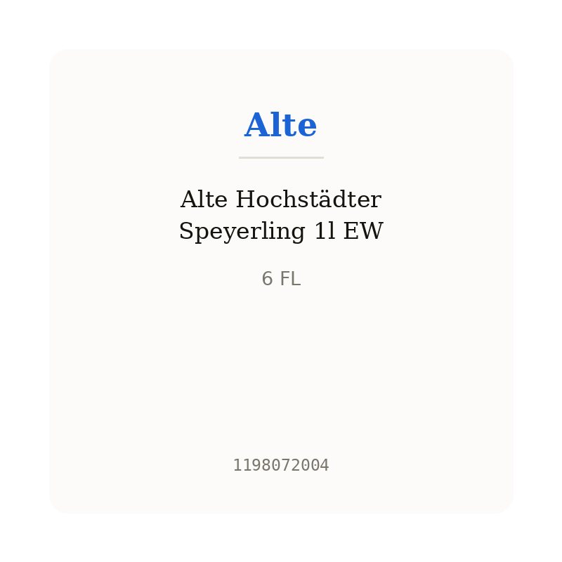 Alte Hochstädter Speyerling 1l EW