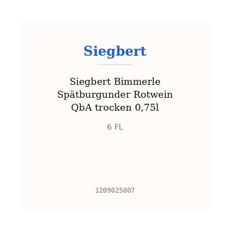 Siegbert Bimmerle Spätburgunder Rotwein QbA trocken 0,75l