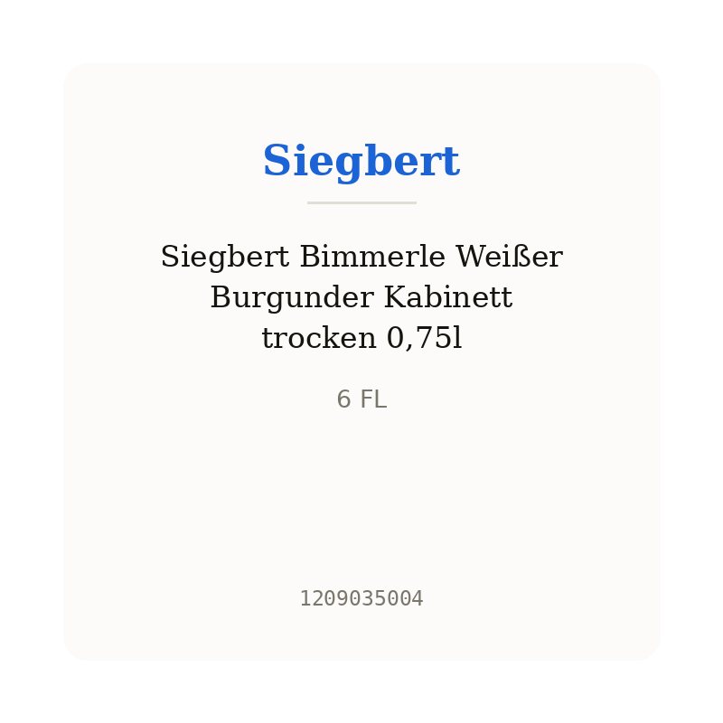 Siegbert Bimmerle Weißer Burgunder Kabinett trocken 0,75l