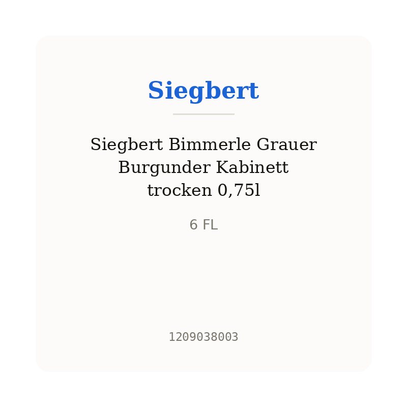 Siegbert Bimmerle Grauer Burgunder Kabinett trocken 0,75l