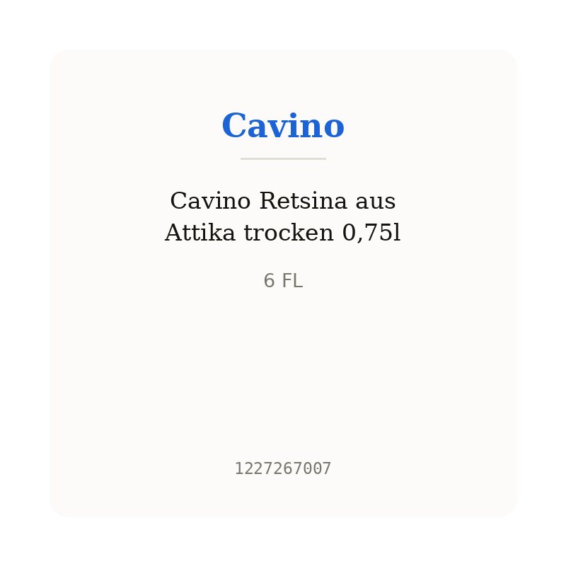 Cavino Retsina aus Attika trocken 0,75l