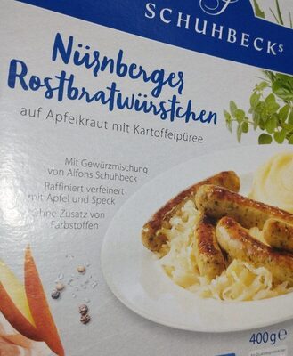 Schuhbecks Nürnberger Rostbratwürstchen auf Apfelkraut mit Püree 400g
