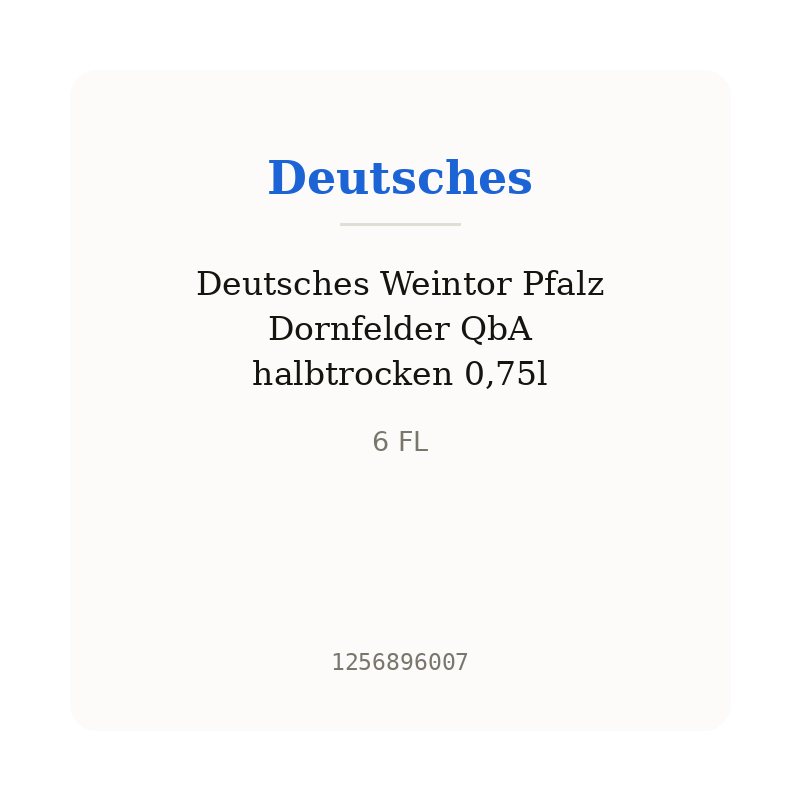 Deutsches Weintor Pfalz Dornfelder QbA halbtrocken 0,75l