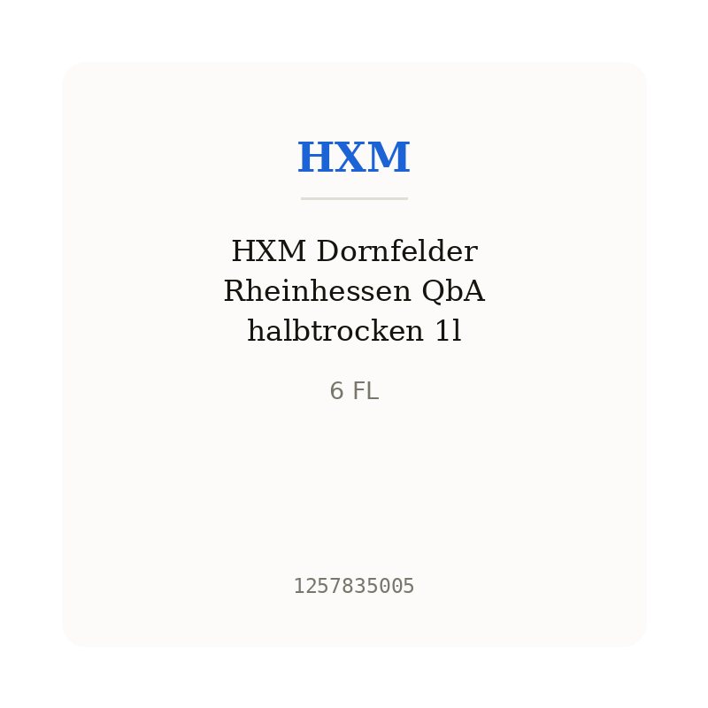HXM Dornfelder Rheinhessen QbA halbtrocken 1l