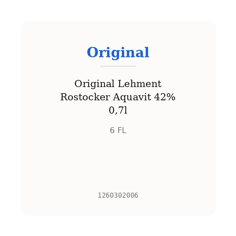 Original Lehment Rostocker Aquavit 42% 0,7l