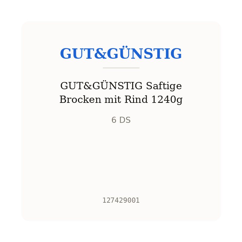 GUT&GÜNSTIG Saftige Brocken mit Rind 1240g