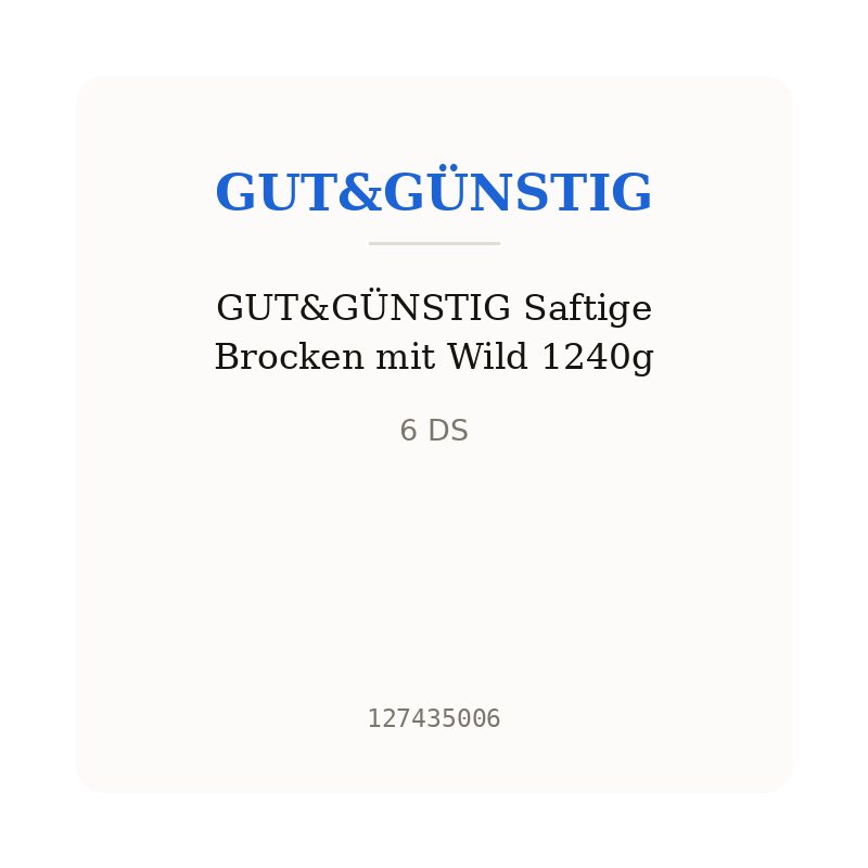 GUT&GÜNSTIG Saftige Brocken mit Wild 1240g