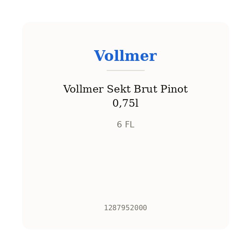 Vollmer Sekt Brut Pinot 0,75l