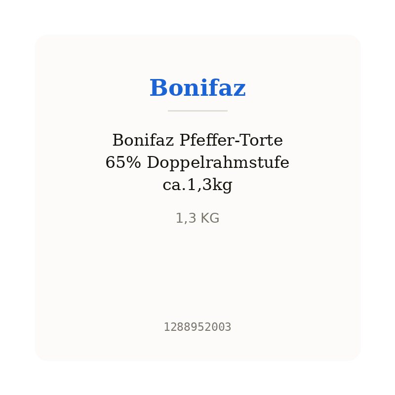 Bonifaz Pfeffer-Torte 65% Doppelrahmstufe ca.1,3kg