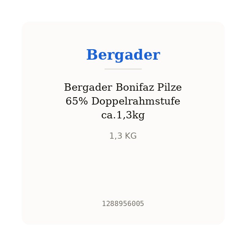 Bergader Bonifaz Pilze 65% Doppelrahmstufe ca.1,3kg