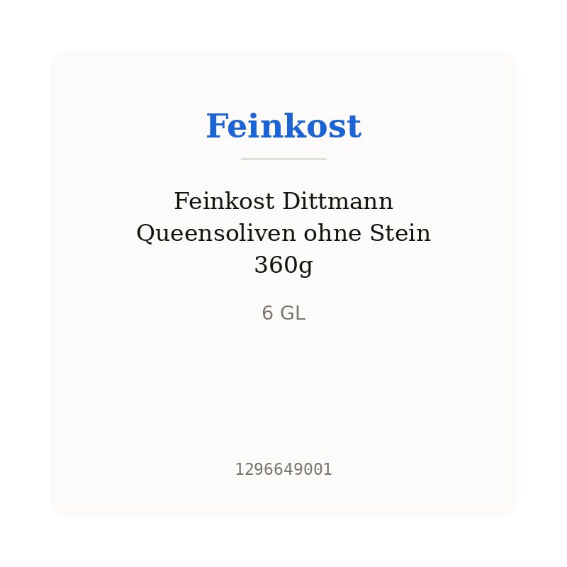 Feinkost Dittmann Queensoliven ohne Stein 360g