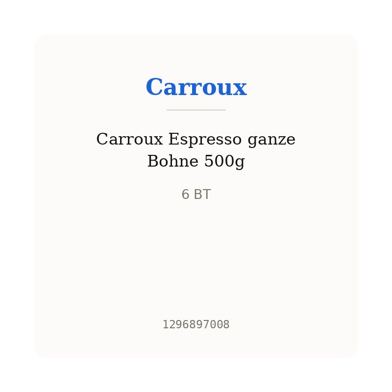 Carroux Espresso ganze Bohne 500g