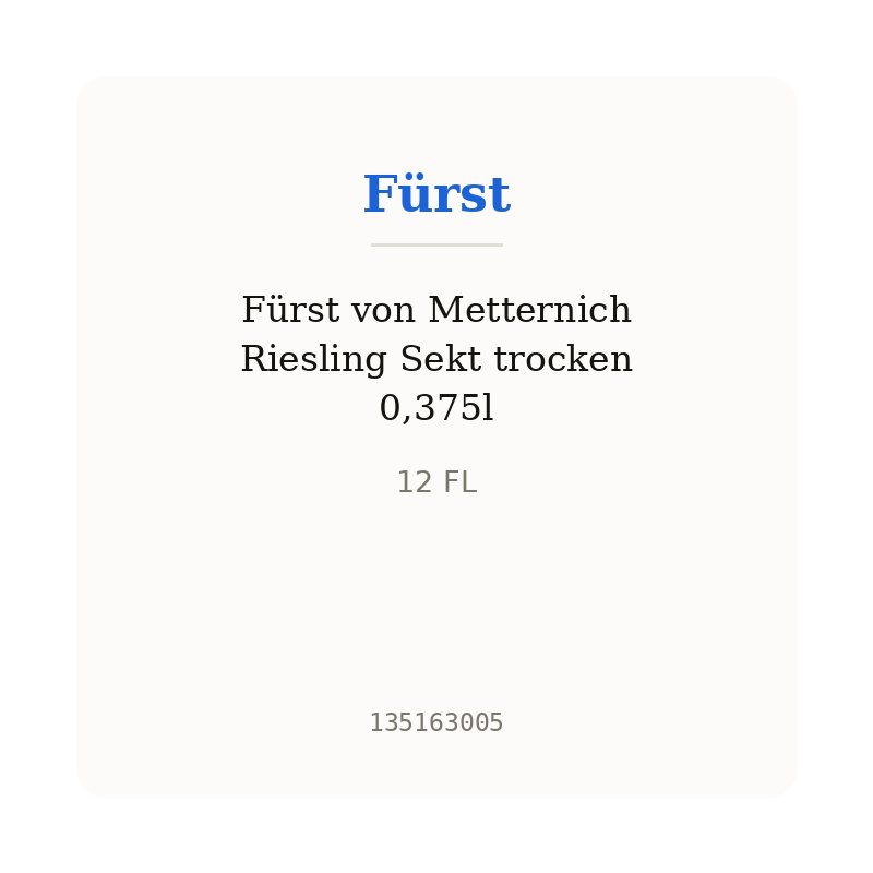 Fürst von Metternich Riesling Sekt trocken 0,375l