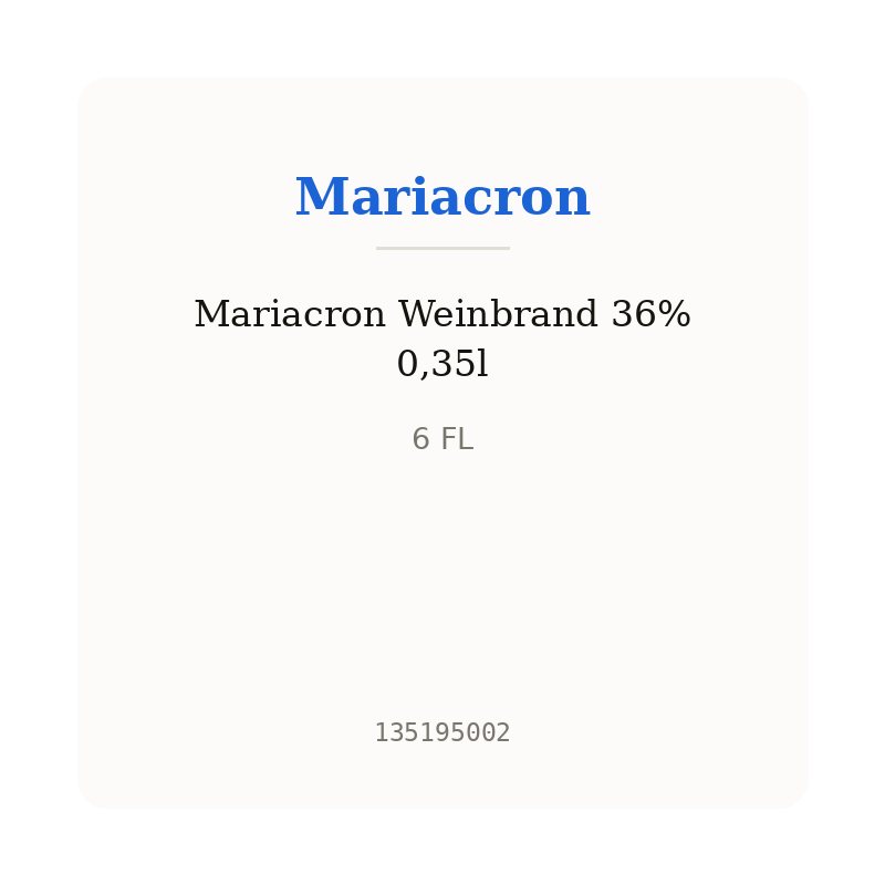 Mariacron Weinbrand 36% 0,35l