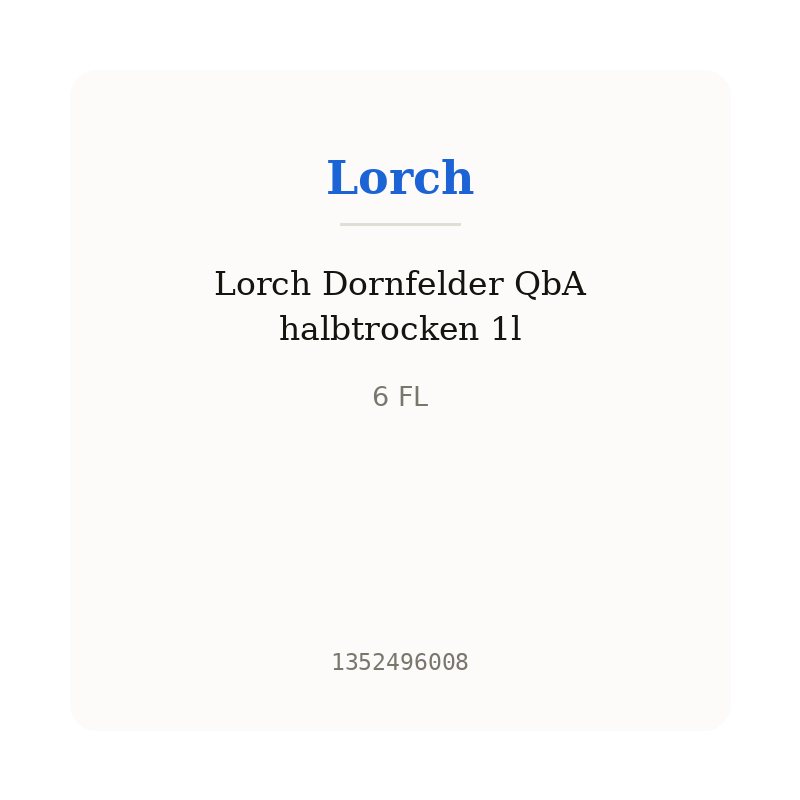 Lorch Dornfelder QbA halbtrocken 1l
