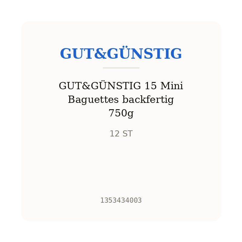 GUT&GÜNSTIG 15 Mini Baguettes backfertig 750g