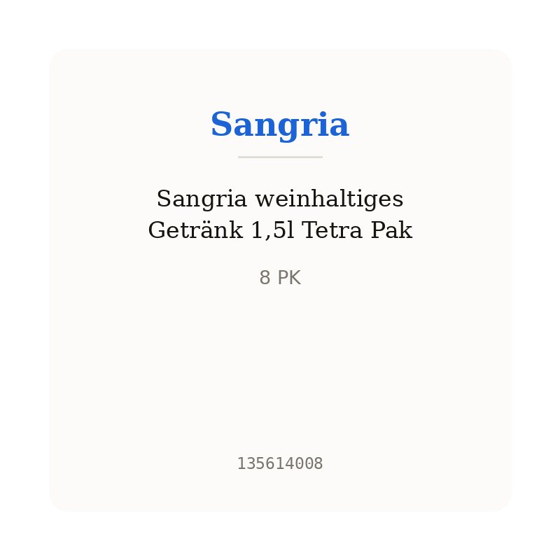 Sangria weinhaltiges Getränk 1,5l Tetra Pak