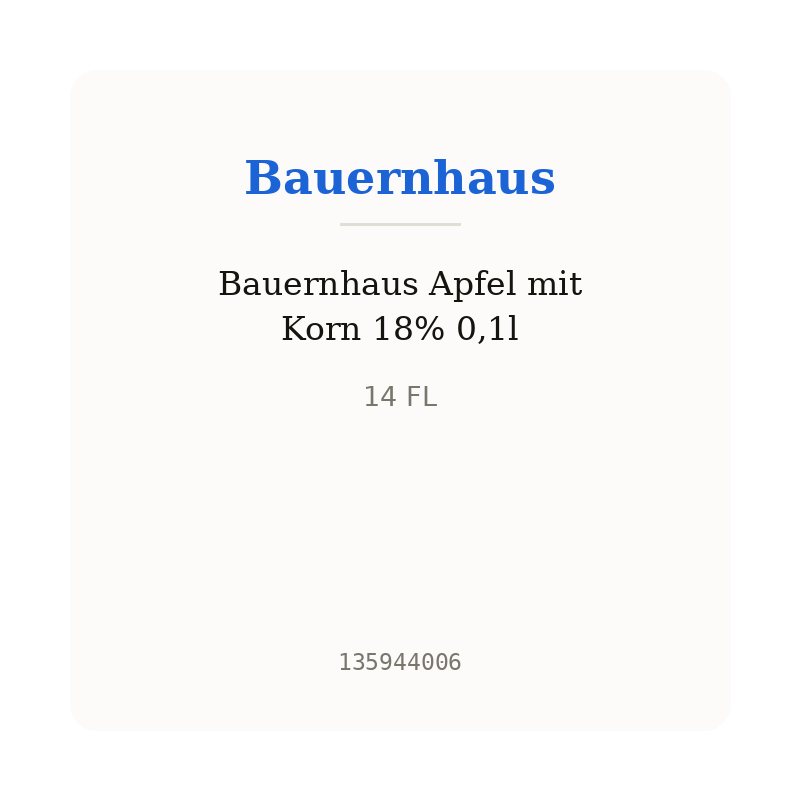 Bauernhaus Apfel mit Korn 18% 0,1l