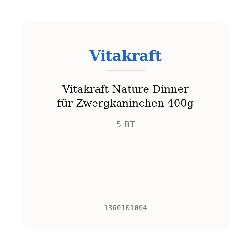 Vitakraft Nature Dinner für Zwergkaninchen 400g