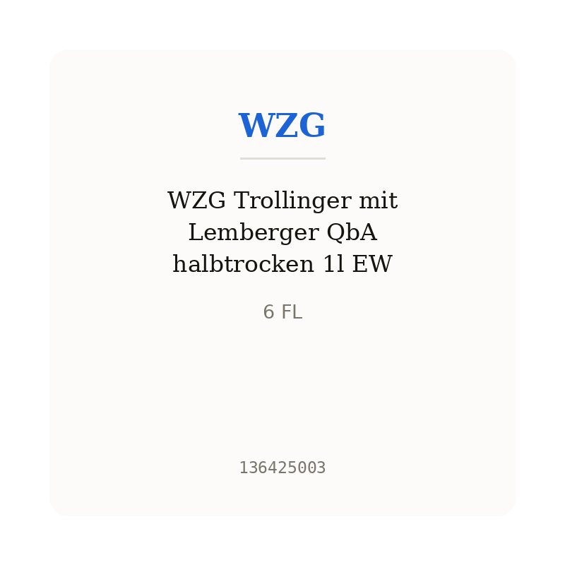 WZG Trollinger mit Lemberger QbA halbtrocken 1l EW