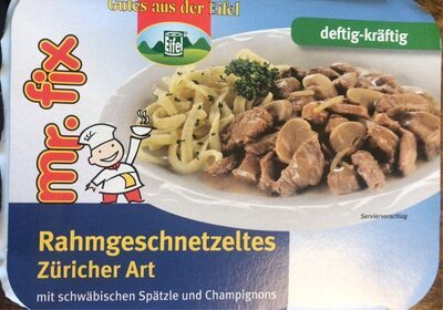 Mr.Fix Rahmgeschnetzeltes Züricher Art mit Spätzle und Champignons 350g