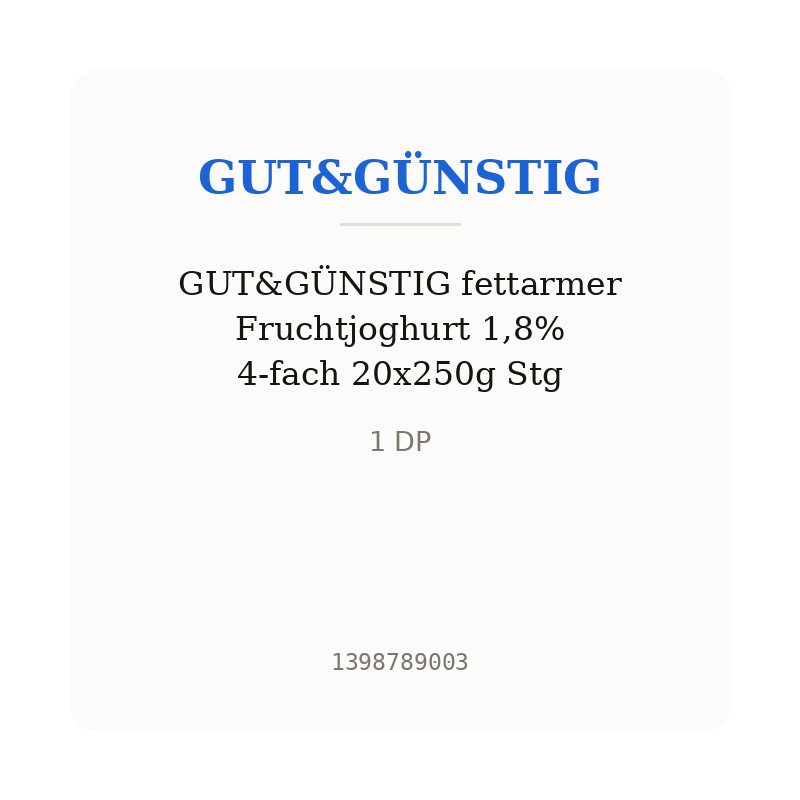 GUT&GÜNSTIG fettarmer Fruchtjoghurt 1,8% 4-fach 20x250g Stg