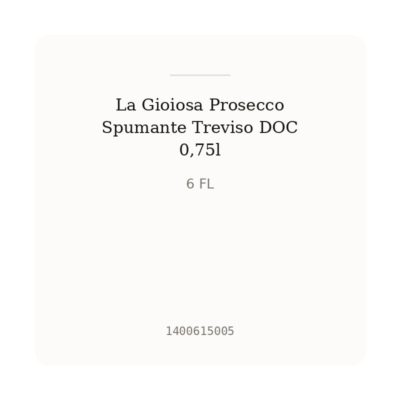 La Gioiosa Prosecco Spumante Treviso DOC 0,75l