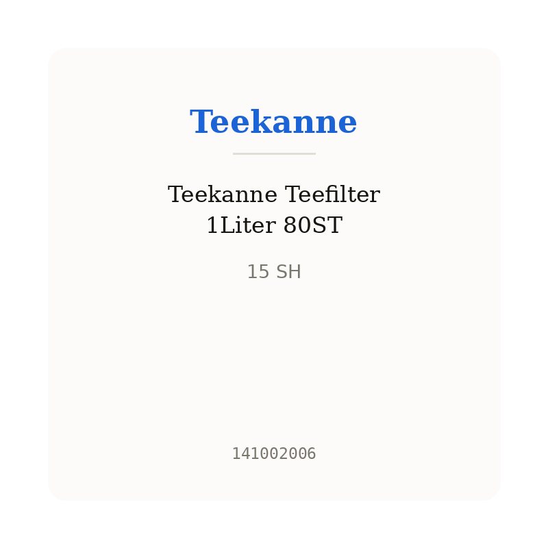 Teekanne Teefilter 1Liter 80ST