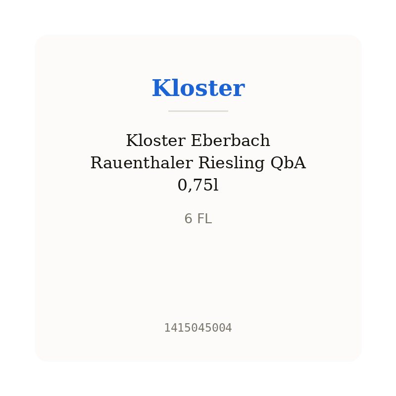 Kloster Eberbach Rauenthaler Riesling QbA 0,75l