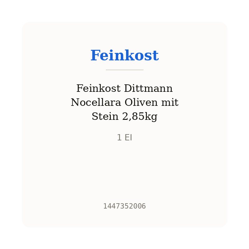 Feinkost Dittmann Nocellara Oliven mit Stein 2,85kg