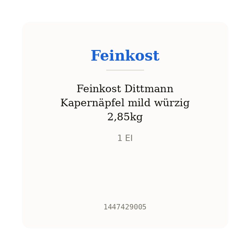 Feinkost Dittmann Kapernäpfel mild würzig 2,85kg
