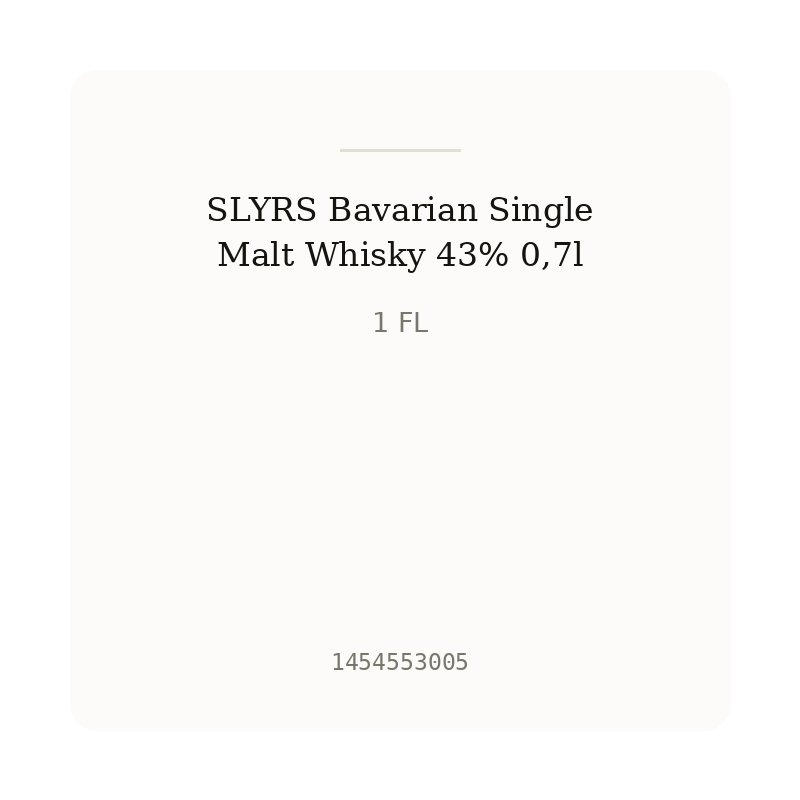 SLYRS Bavarian Single Malt Whisky 43% 0,7l
