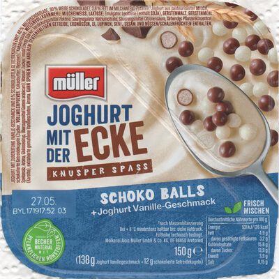 Müller Joghurt mit der Ecke Schoko Balls Vanille 150g