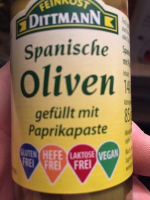 Feinkost Dittmann Oliven gefüllt mit Paprika Paste 140g