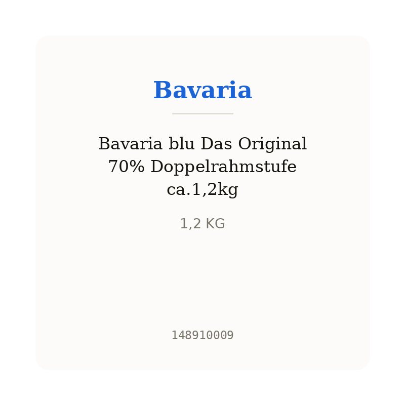 Bavaria blu Das Original 70% Doppelrahmstufe ca.1,2kg