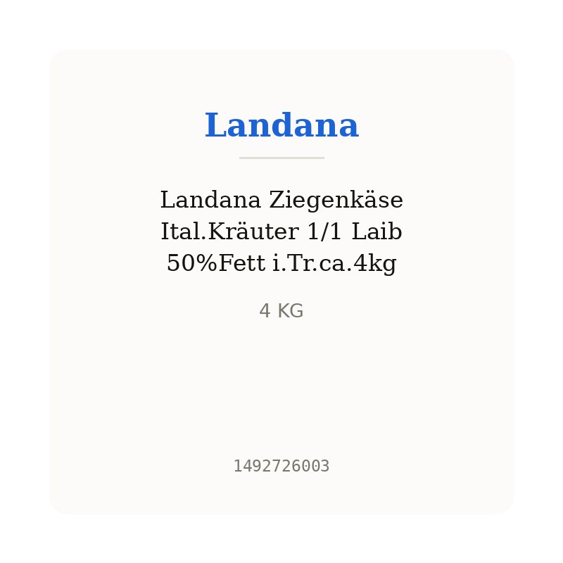Landana Ziegenkäse Ital.Kräuter 1/1 Laib 50%Fett i.Tr.ca.4kg