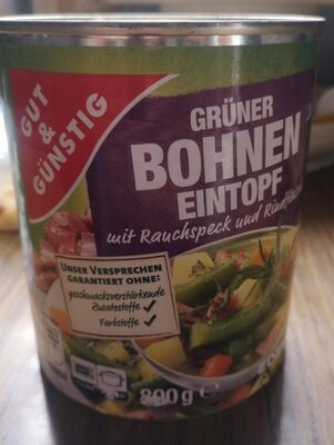 GUT&GÜNSTIG Grüne Bohnen Eintopf mit Rauchspeck und Rindfleisch 800g