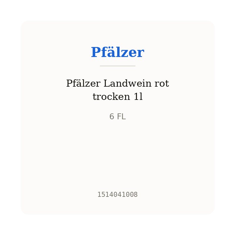 Pfälzer Landwein rot trocken 1l