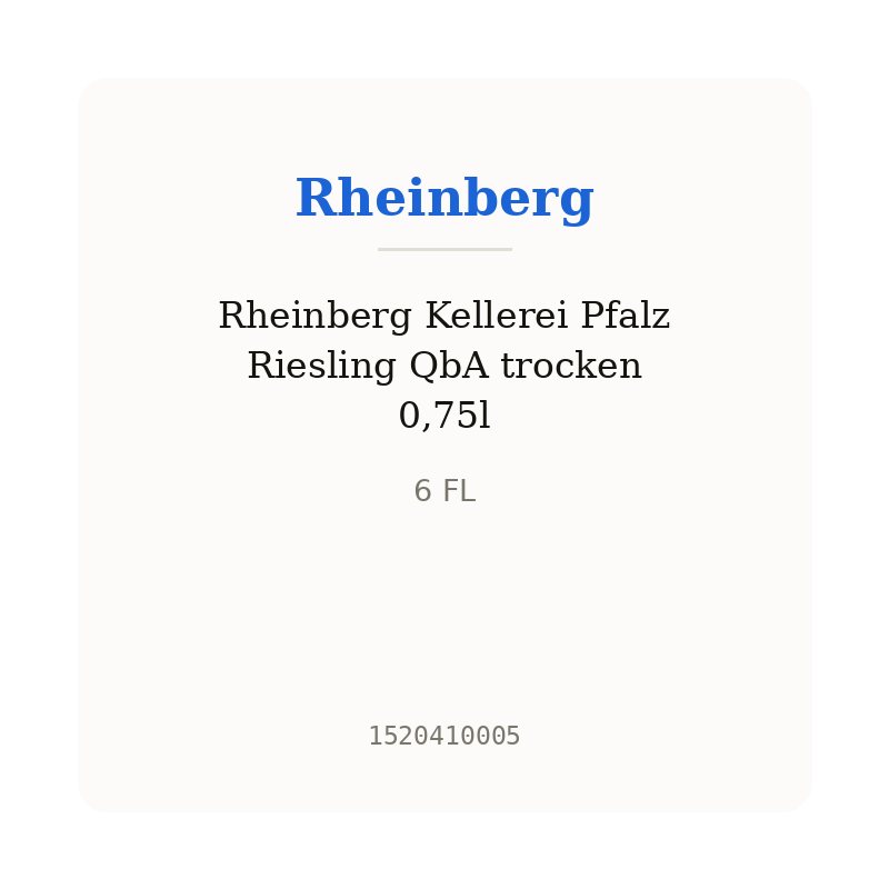 Rheinberg Kellerei Pfalz Riesling QbA trocken 0,75l