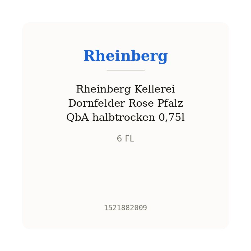 Rheinberg Kellerei Dornfelder Rose Pfalz QbA halbtrocken 0,75l