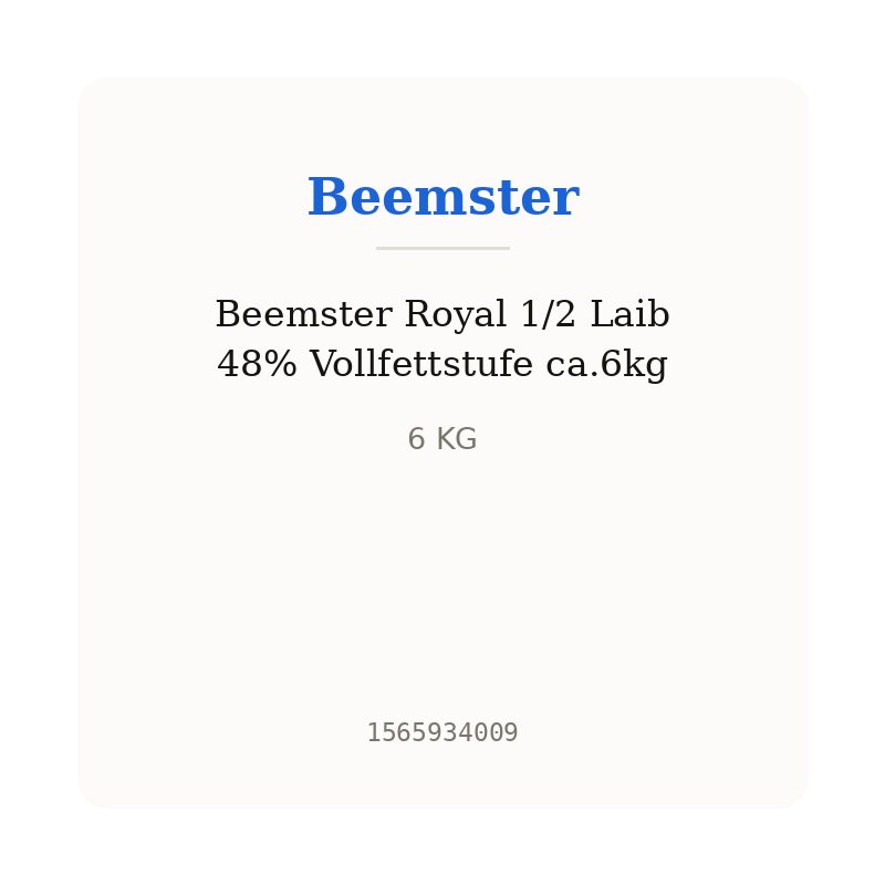 Beemster Royal 1/2 Laib 48% Vollfettstufe ca.6kg