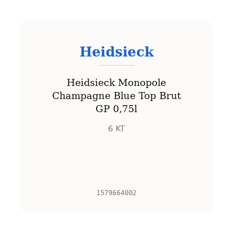 Heidsieck Monopole Champagne Blue Top Brut GP 0,75l