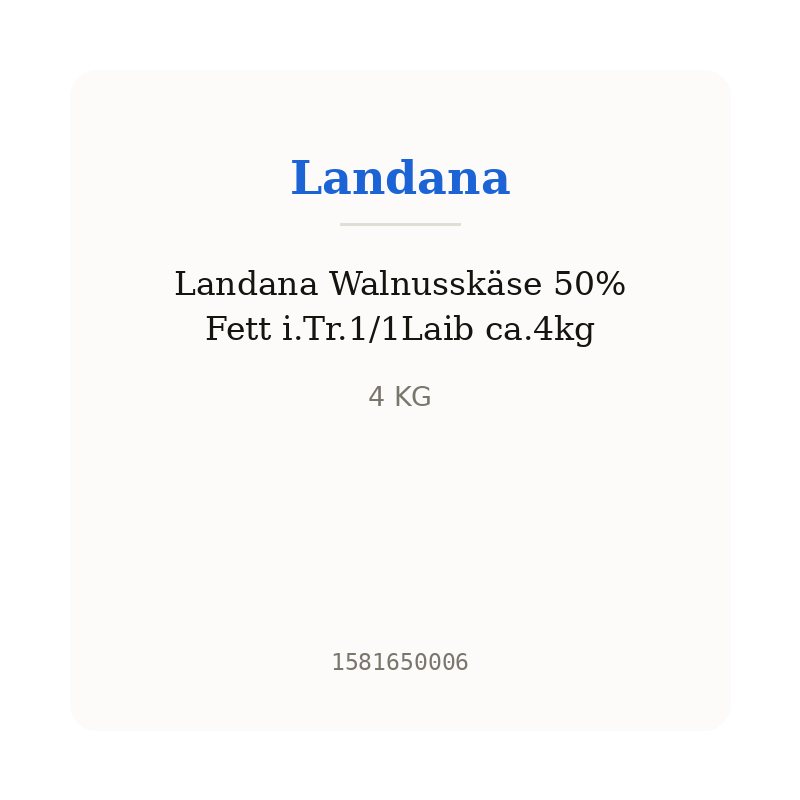 Landana Walnusskäse 50% Fett i.Tr.1/1Laib ca.4kg