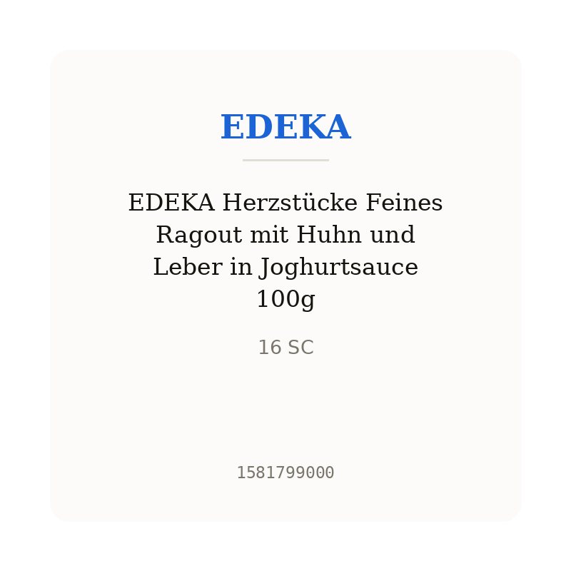 EDEKA Herzstücke Feines Ragout mit Huhn und Leber in Joghurtsauce 100g